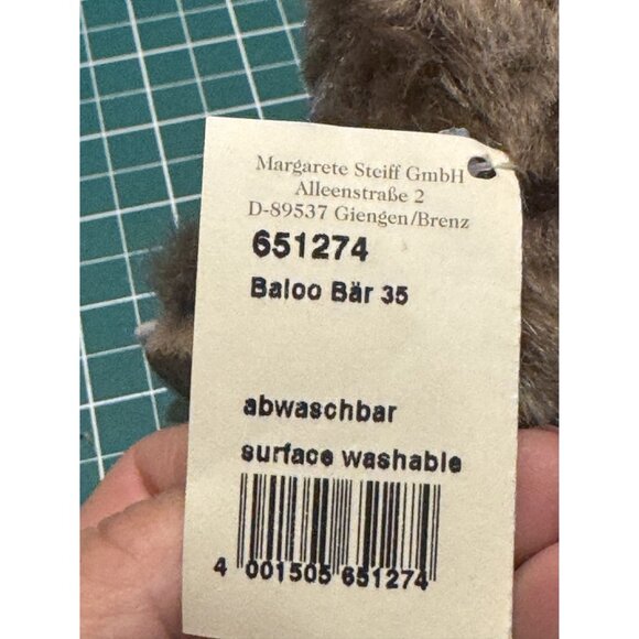 Steiff's Baloo Bear Plush 13.5" Brown Animal Knopf Im Ohr Germany Disney 1995 - Picture 4 of 11